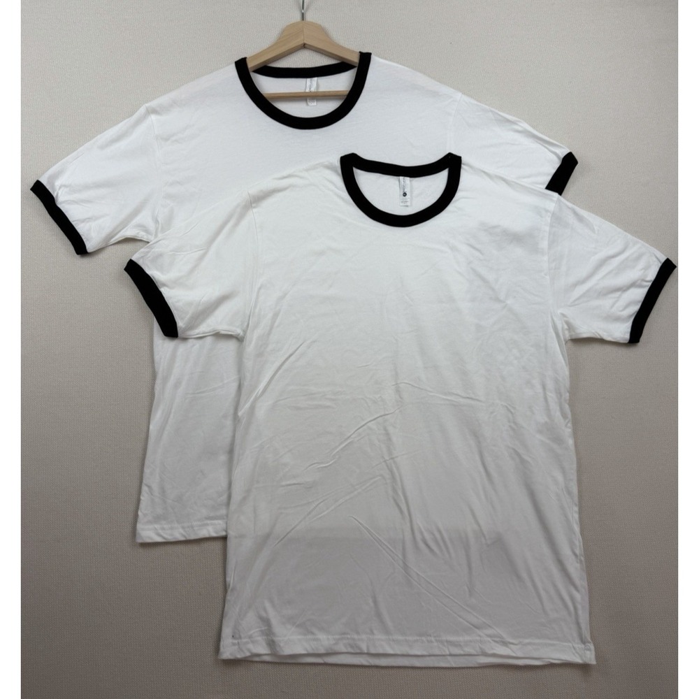 Next Level Apparel Unisex Short Sleeve Ringer Stylish T-Shirt Size L (Lot of 2)